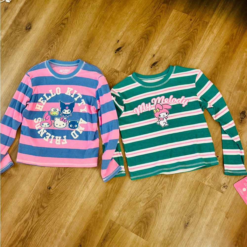 Hello Kitty and My Melody Striped Long Sleeve Shirts NWT AND NWOT by Sanrio M L